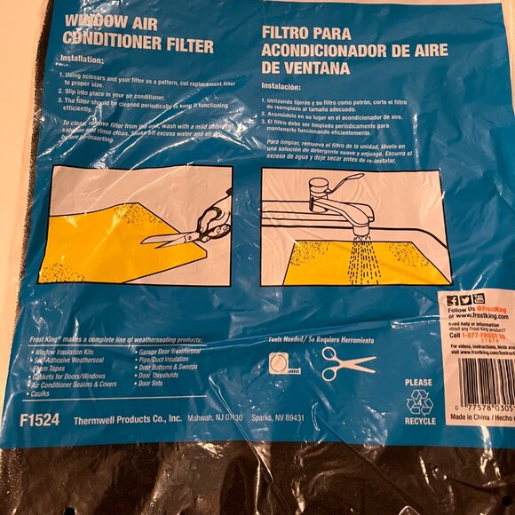 Window Air Conditioner Filter (new) /  15" High 24" wide 3/16" thick  Frost King - Picture 5 of 12